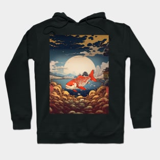 Majestic Koi: Prosperity, Good Luck, and Beauty on a Dark Background Hoodie